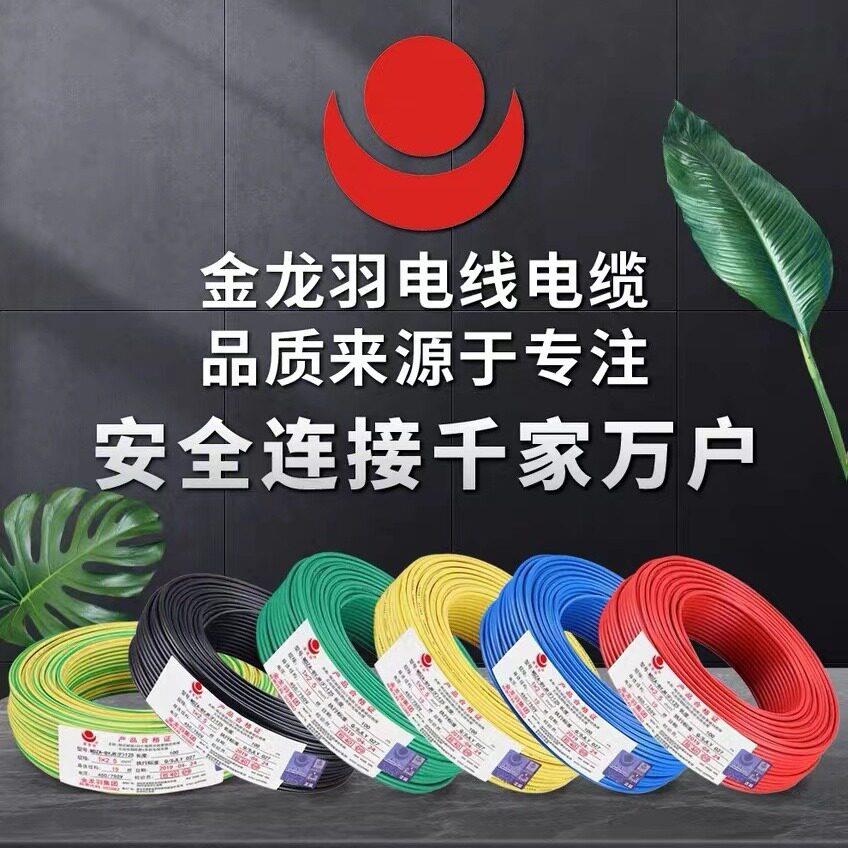 深圳金龙羽电线防伪铜芯国标纯铜B1.5/2.5/4/6平方电缆阻燃芯