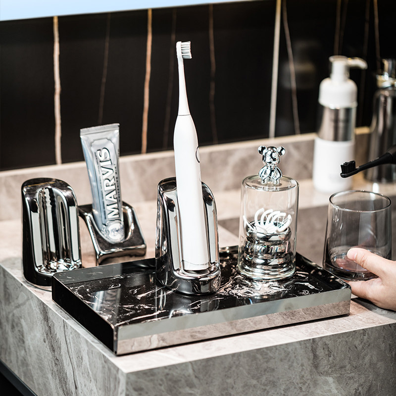 新款电动牙刷架子卫生间洗手台刷牙杯收纳高级感洗漱杯置物架套装