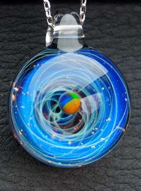 澳宝星空琉璃高硼硅玻璃挂件吊坠宇宙玻璃球星球银河系吊坠地球珠