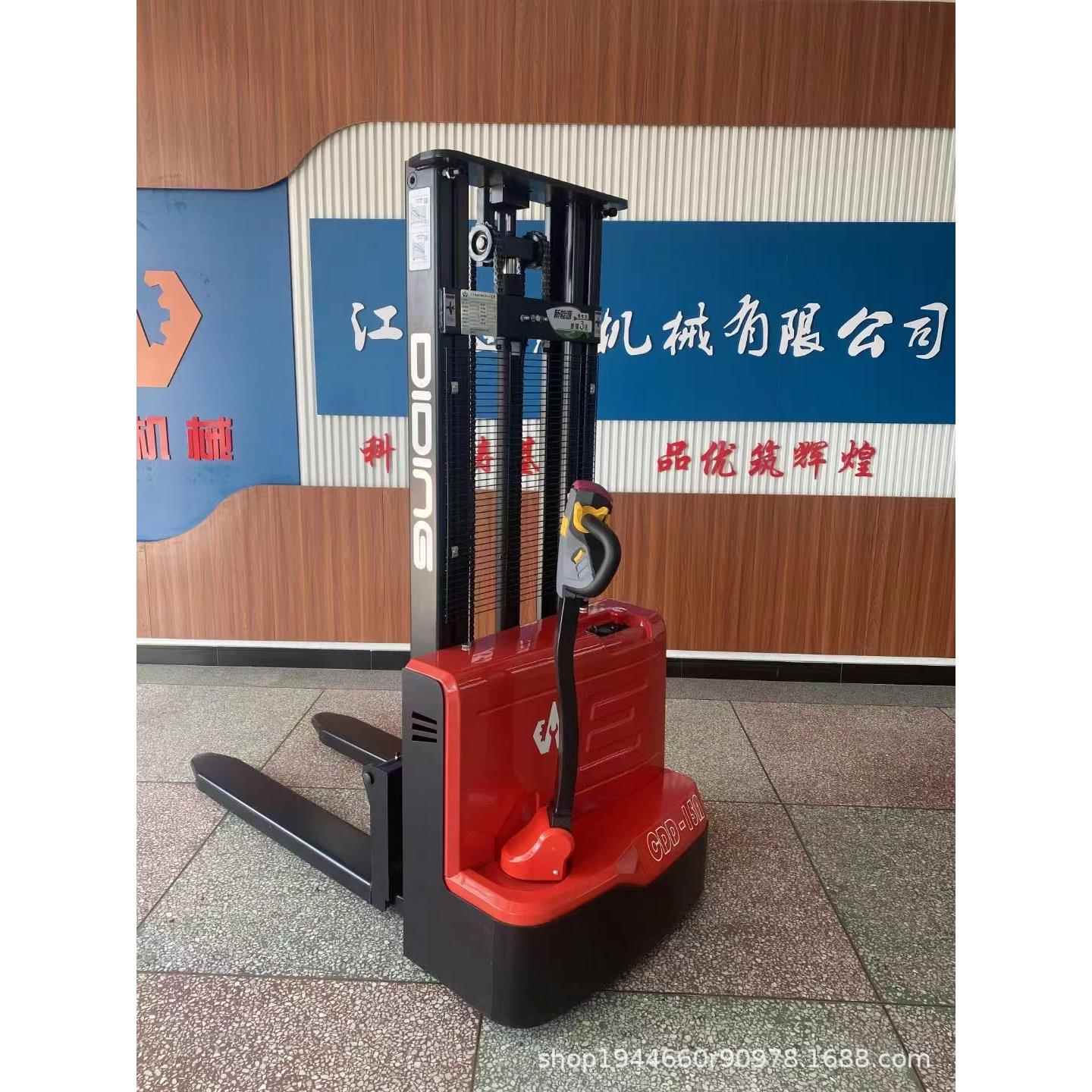 DIDING锂电全电动步行式堆高车1.5吨电动升高车仓储堆高车