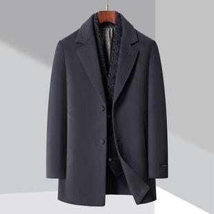 中年款 PP内胆羊绒大衣男中长爸爸装 羊毛呢子领围巾 鹅3312 冬绒季