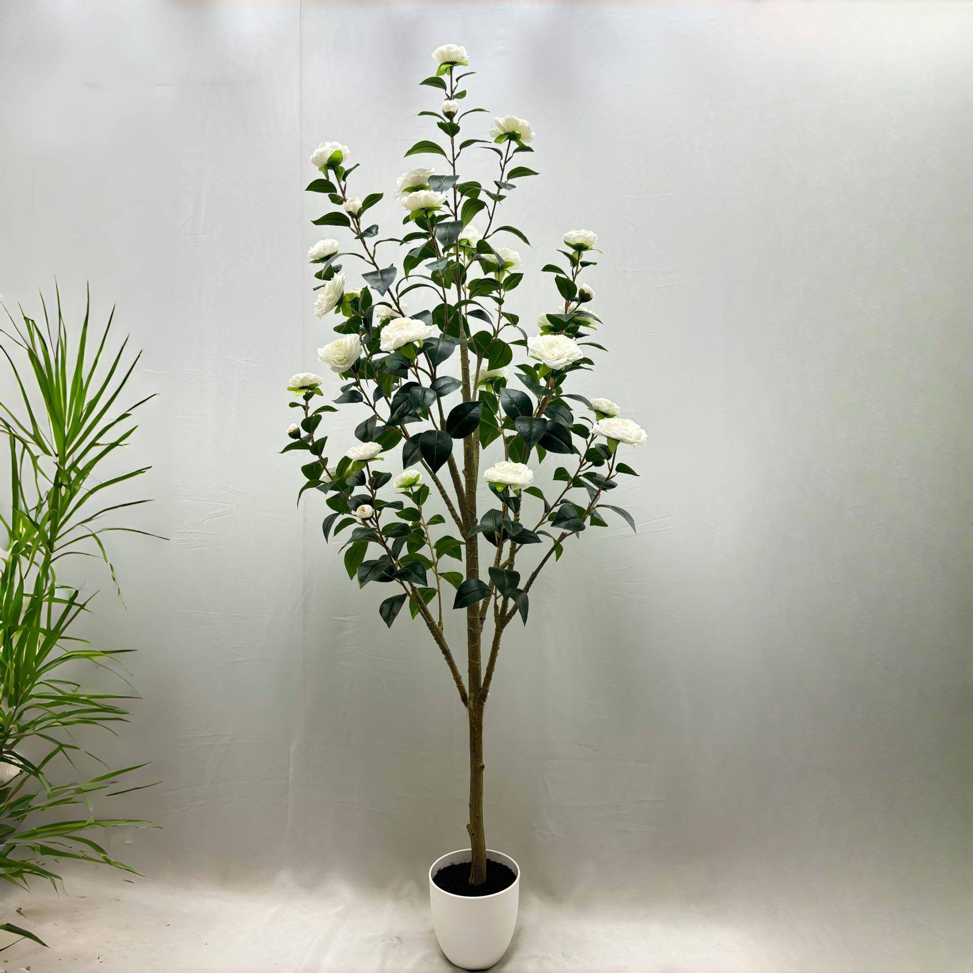 仿真茶玫花树茶花树绿植室内假茶树盆栽客厅盆栽高端装饰摆件落地