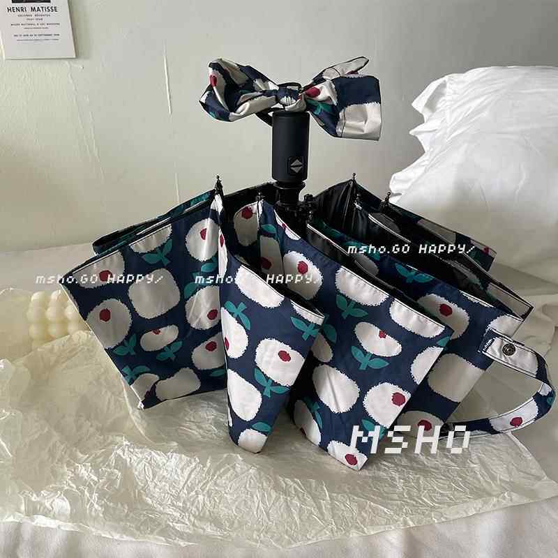 高档msho町手蓝独家定朵制款~ 动雨伞u5pf0+黑胶遮阳防晒女晴雨两