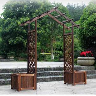 户外庭院碳化防腐实木拱门花园装饰门葡萄架网格爬藤花架子栅萍润