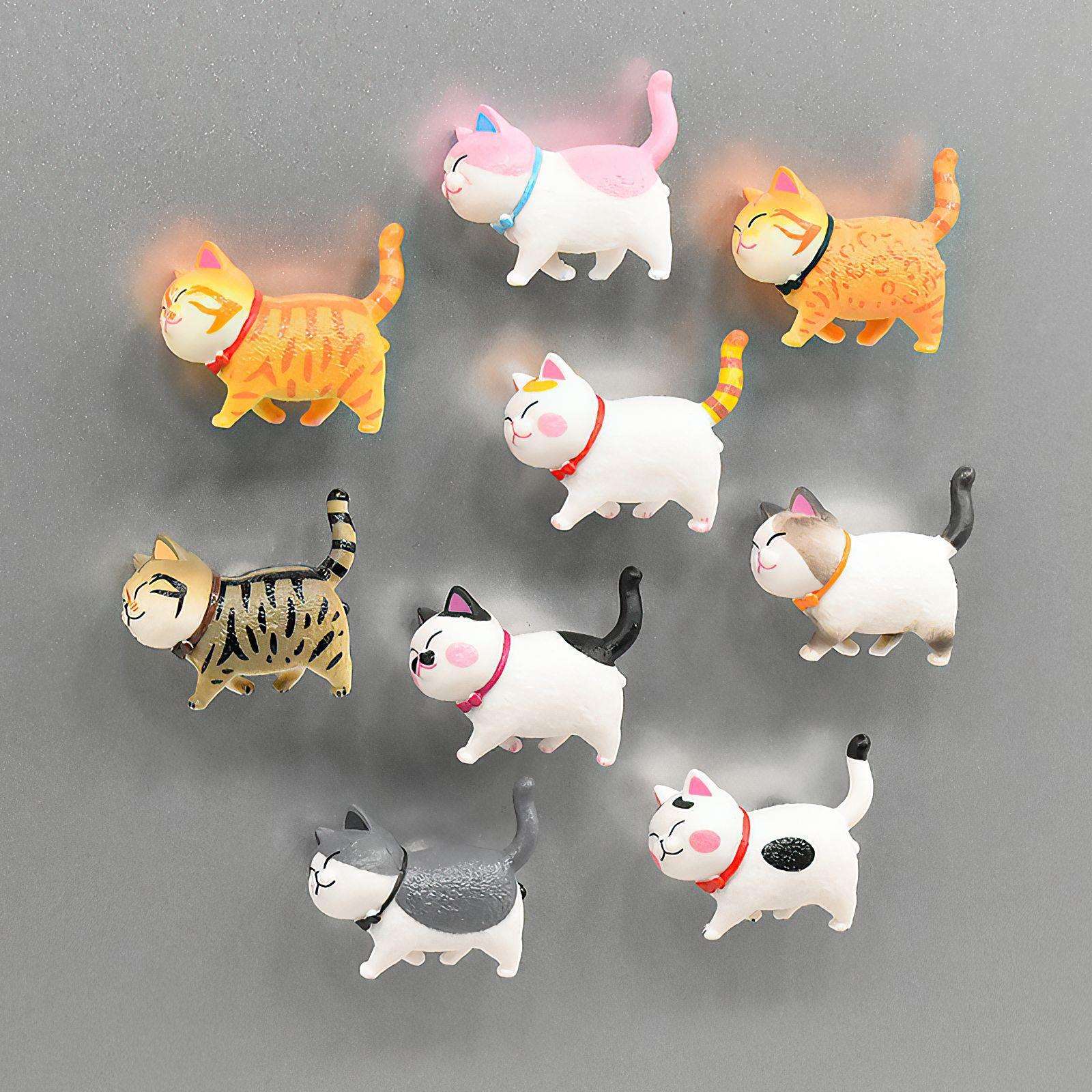 跨境爆款 9件装3D猫冰箱磁铁可爱猫咪磁铁冰箱厨房白板办公室装饰