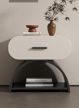 A6T轻奢感烤漆床头柜现代简约奶油风卧室储物柜极小型家用床