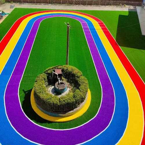 新款直销仿真人造草坪幼儿园运动彩虹跑道假塑料草皮学校操场户外