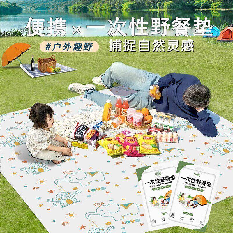 可携式户外露营一次性野餐垫防潮垫单双人防油沙滩垫草坪地垫防水