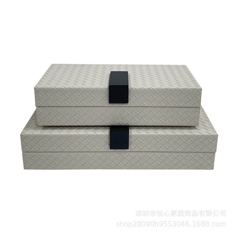 轻奢现代首饰盒样板房卧室书房收纳盒衣帽间皮床头柜饰品盒衣橱房