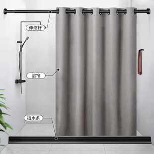 打孔厂家直销帘孔窗帘布帘帘防免帘浴艺加厚磁性套装隔断罗马水浴