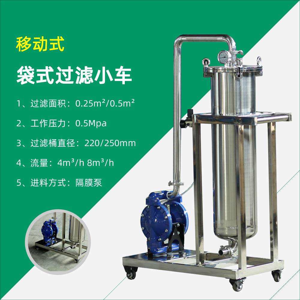 供应涂料、油漆、色浆用不锈钢袋式过滤器移动式袋式过滤小车