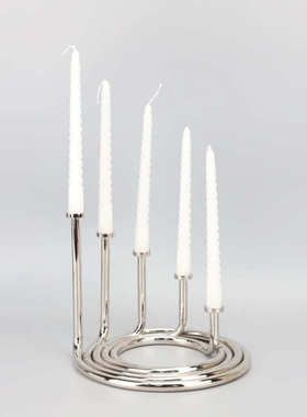 现代简约创意金属组合烛台书房样板间售楼部书架桌面装饰品摆件