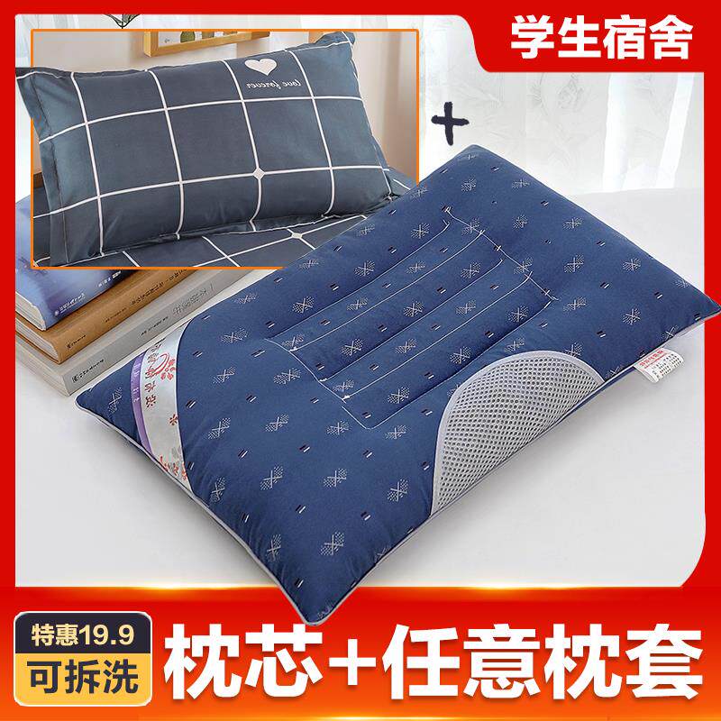 A6L决明子枕头护颈枕单人带枕套学生宿舍简约男睡眠可爱枕芯一对