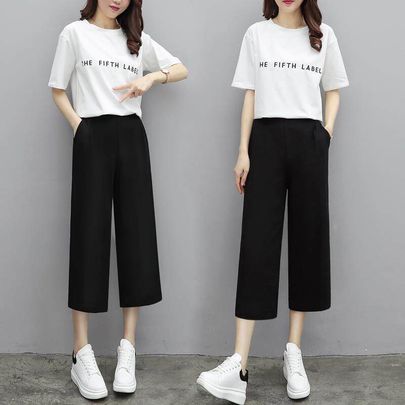 2026新款雪纺阔腿裤女夏季高腰垂感七分裤黑色薄款宽松韩版九分裤