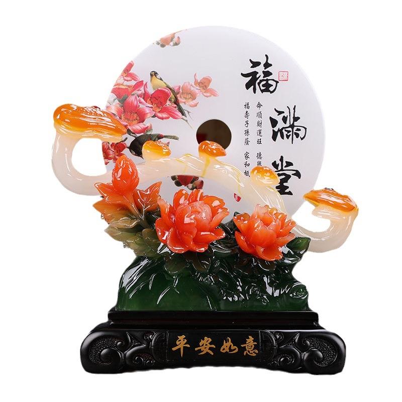 包邮玉平安扣摆件平安如意乔迁新居客厅玄关装饰办公店铺开业礼品