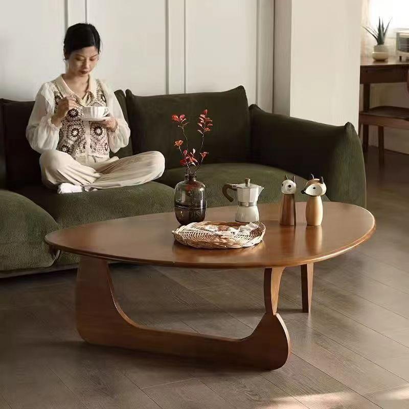 结实耐用加厚简约风三角实木茶几北欧风客厅原木日式茶桌板栗色