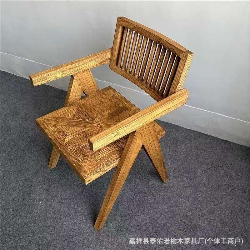 新中式椅子仿古圈椅实木太师椅家用老榆木休闲椅仿古实木喝茶椅子