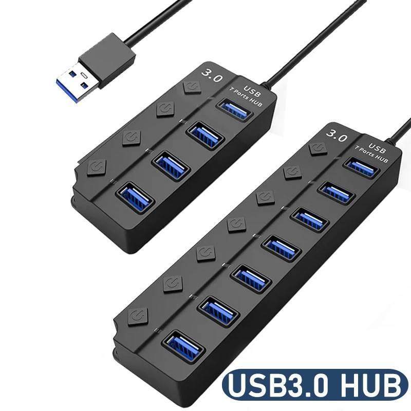 USB 3.0 Power Adapter 4/7 Port Multi USB Splitter Hub USB Hu - 实物图