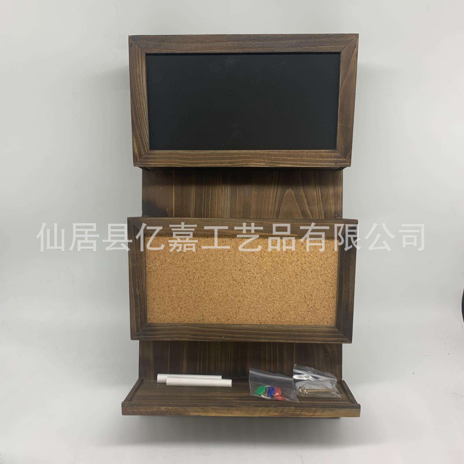 跨境欧美风木制多层置物架 钥匙挂钩玄关置物架带黑板粉笔
