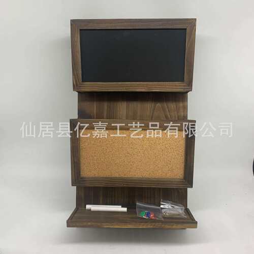 跨境欧美风木制多层置物架 钥匙挂钩玄关置物架带黑板粉笔