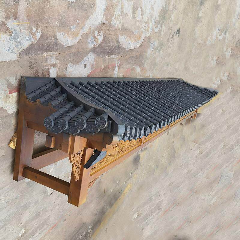古建装饰假飞檐翘角牌匾门楼定制东阳木雕中式彷古实木屋檐假门头