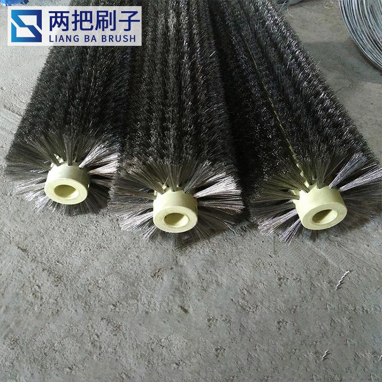 缠绕钢丝辊镀铜钢丝辊不锈钢丝滚筒抛光打磨除锈金属毛刷辊轮