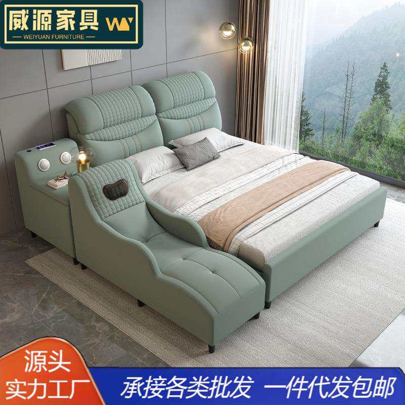 轻奢科技布床榻榻米床现代简约1.8m双人床休闲多功能按摩主卧大床