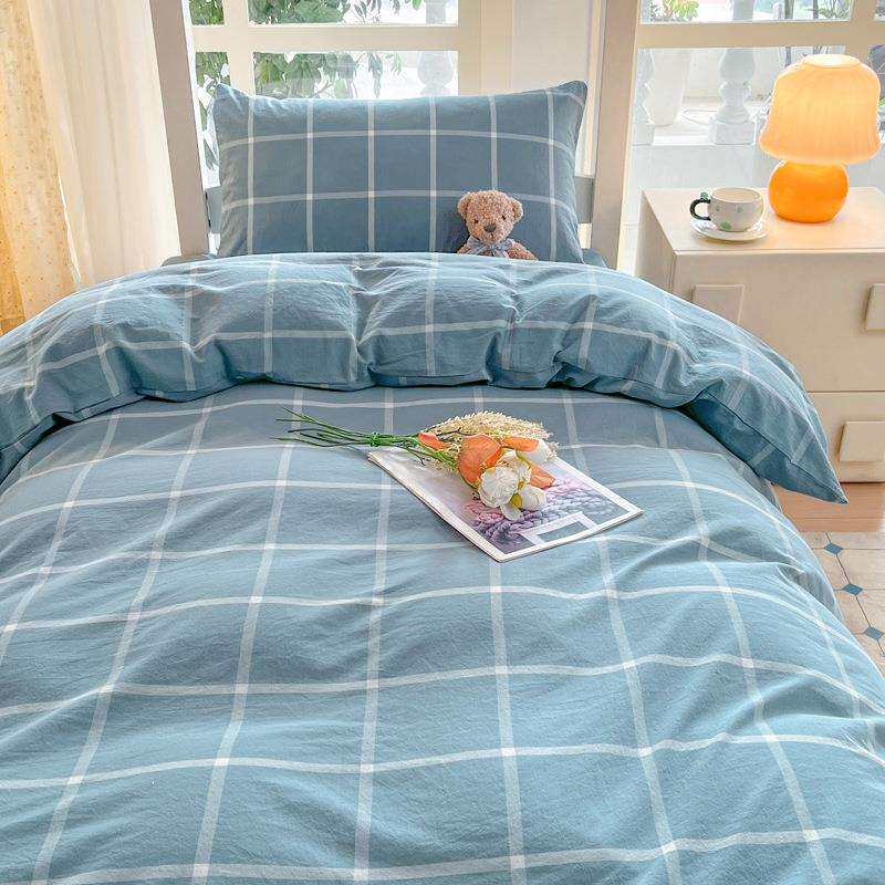 学生宿舍三件套纯棉上下铺单人床单被套被子褥子枕学校家用套