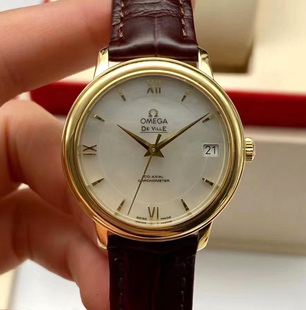 [公价74600]98新欧米茄碟飞424.53.33.20自动机械女表18K黄金日期