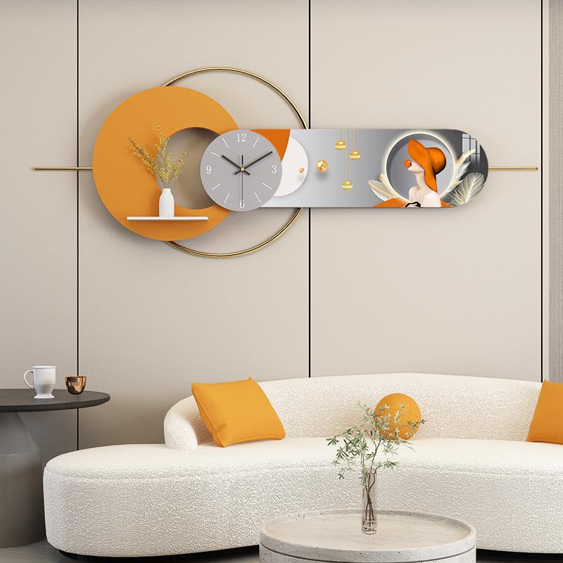新款网红壁挂画立体钟表装饰画玄关餐厅墙面晶瓷组合装饰画壁饰