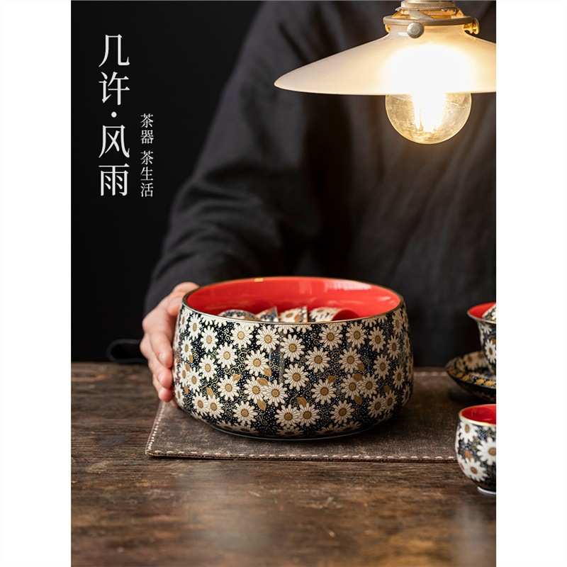 茶缸陶瓷大批发建水茶渣洗金银家水缸笔洗高档废茶具手工用错号