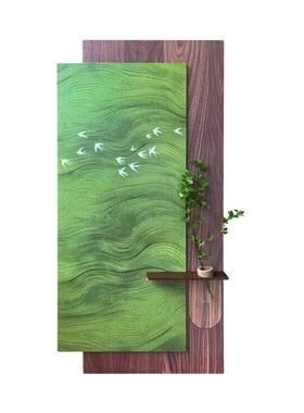 中古风水培绿植入户玄关装饰画复古级感挂画客厅走廊过道壁画灯