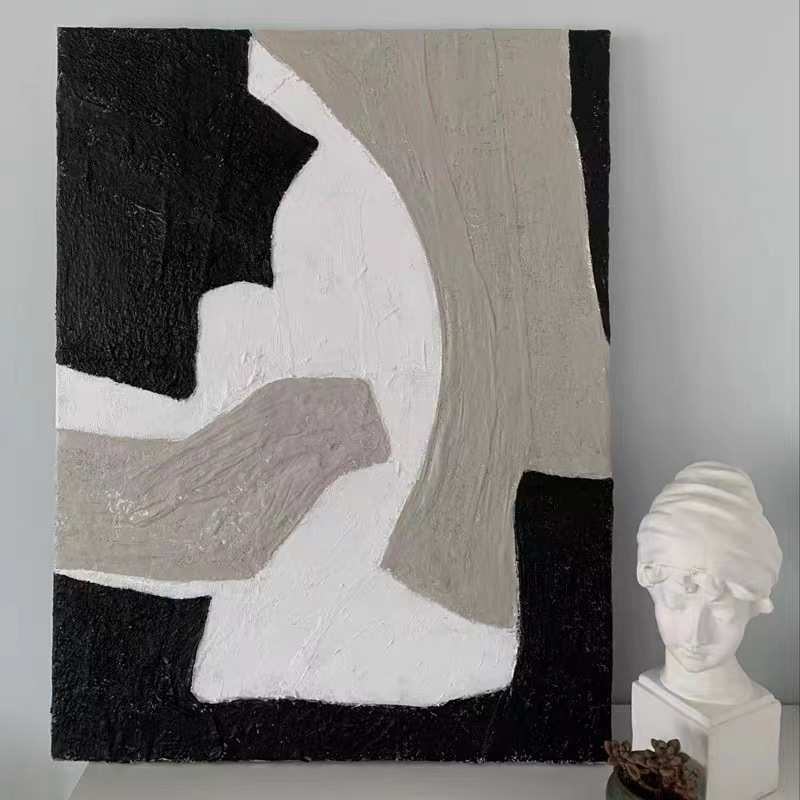 纯手绘色块肌理抽象装饰画现代简约客厅玄关挂画大落地画立体油画图片