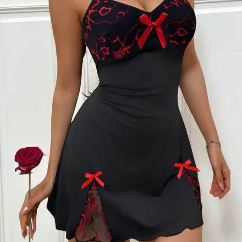 womens sexy feminine lace splicing vneck sleepwear