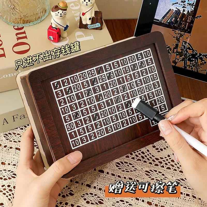 2025新款木质数字存钱罐只进不出新型复古储蓄罐高级创意生日礼物