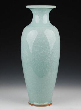 景德镇陶瓷器 彷古钧瓷裂纹釉白冰片大花瓶 现代客厅家居摆设件