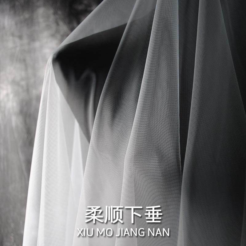直销新款软网纱面料 新娘头纱透明 米白色 细腻光滑柔软贴皮肤透