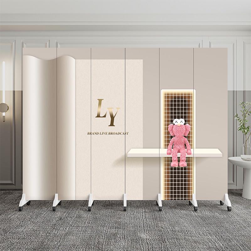 直播间背景屏风折叠移动办公室隔断客厅墙面装饰折屏简约现代