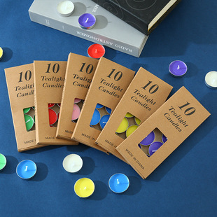 牛坡纸10个盒装茶蜡圆形铝壳酥油灯蜡烛火漆蠟燭用品家用节日腊烛