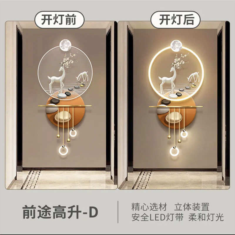 壁灯装饰画走廊画墙尽头格栅玄关电视背景简约挂画led奢轻发光鹿