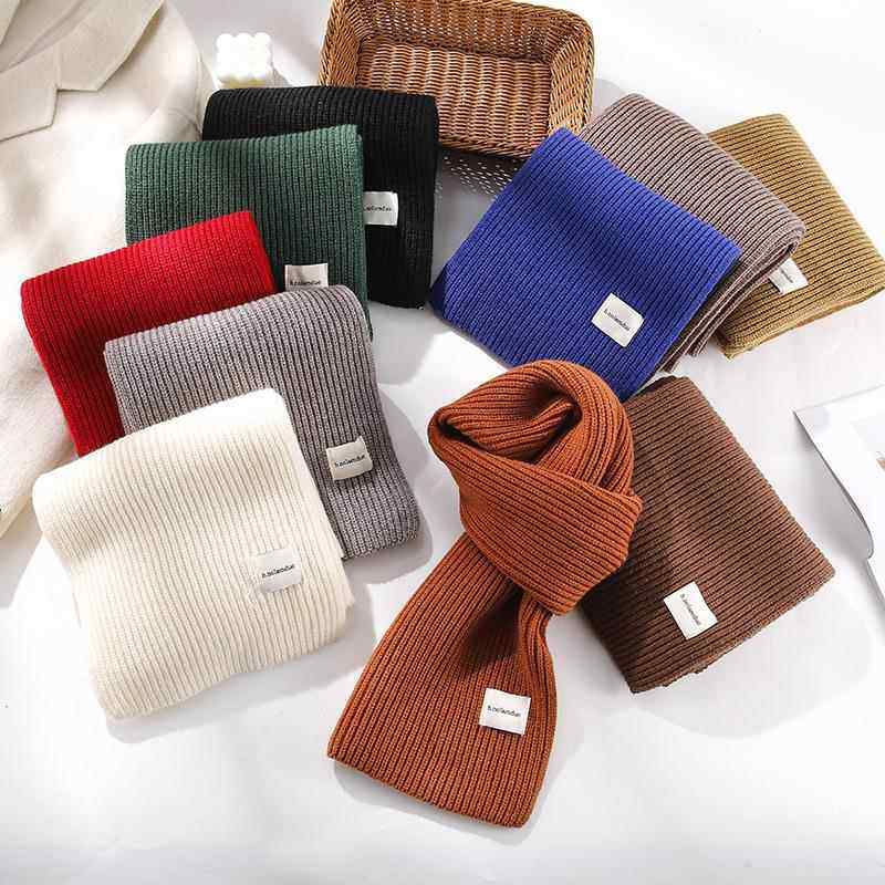 新款百搭绝绝子纯色针织围巾女高级感北极绒加厚保暖毛线围脖男女