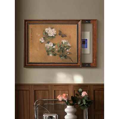 推拉电表箱彷古浮雕框遮挡配电柜壁画墙面凸出隐藏挂画导轨滑道画