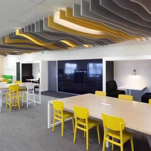 需定制玻纤吸音垂片体育馆报告厅六边形圆形波浪形天花板铝框空间