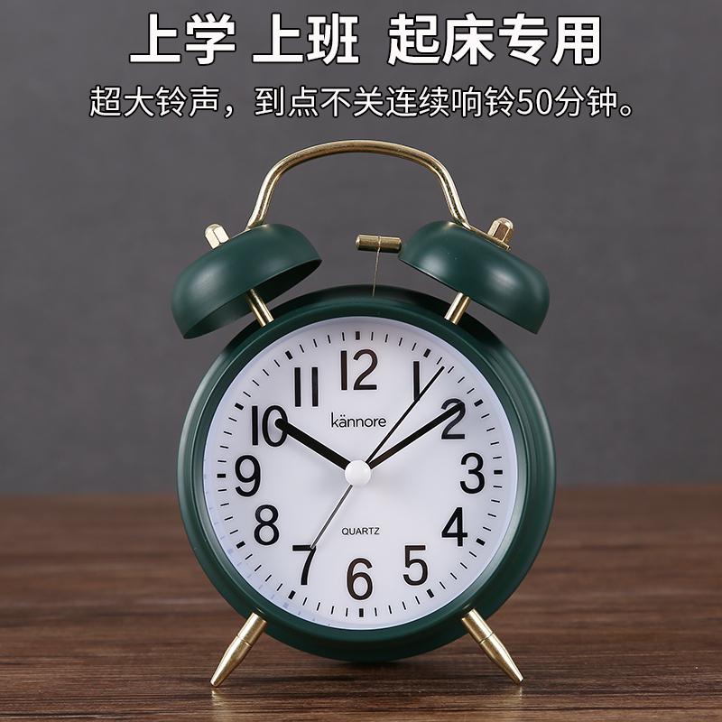 变态大声机械打铃闹钟表学生用强力叫醒卧室床头静音懒人起床夜灯
