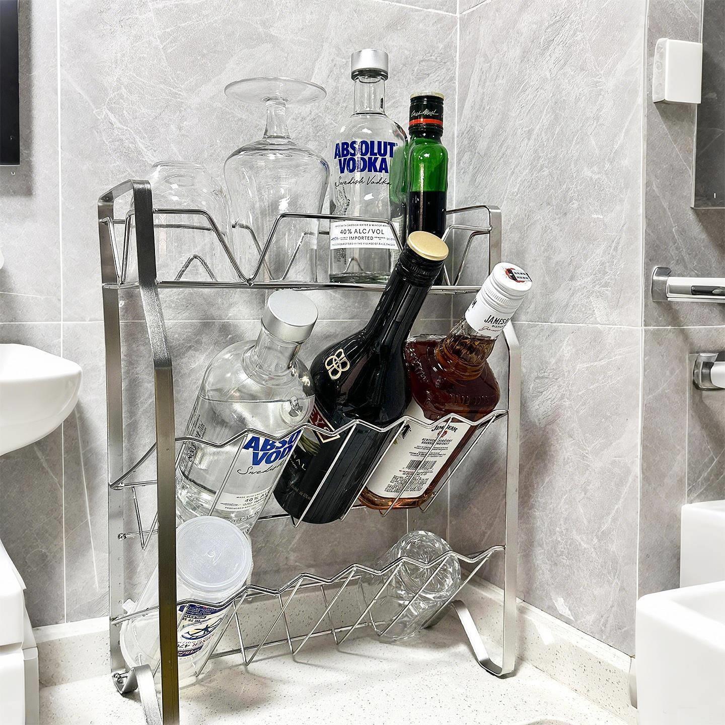 酒架置物架吧台酒架不锈钢展示柜家用分层咖啡茶水酒水基酒收纳架