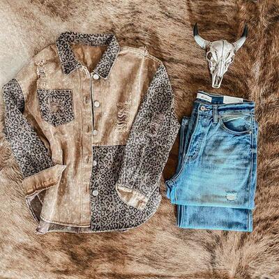 Women's patchwork shirt with holes, women's top