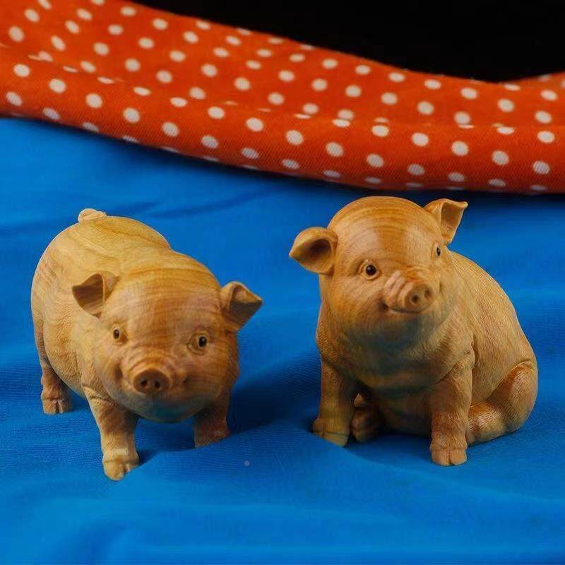 小叶黄杨木雕刻物工艺可爱猪动精美木雕创意文玩手品把件男实木小