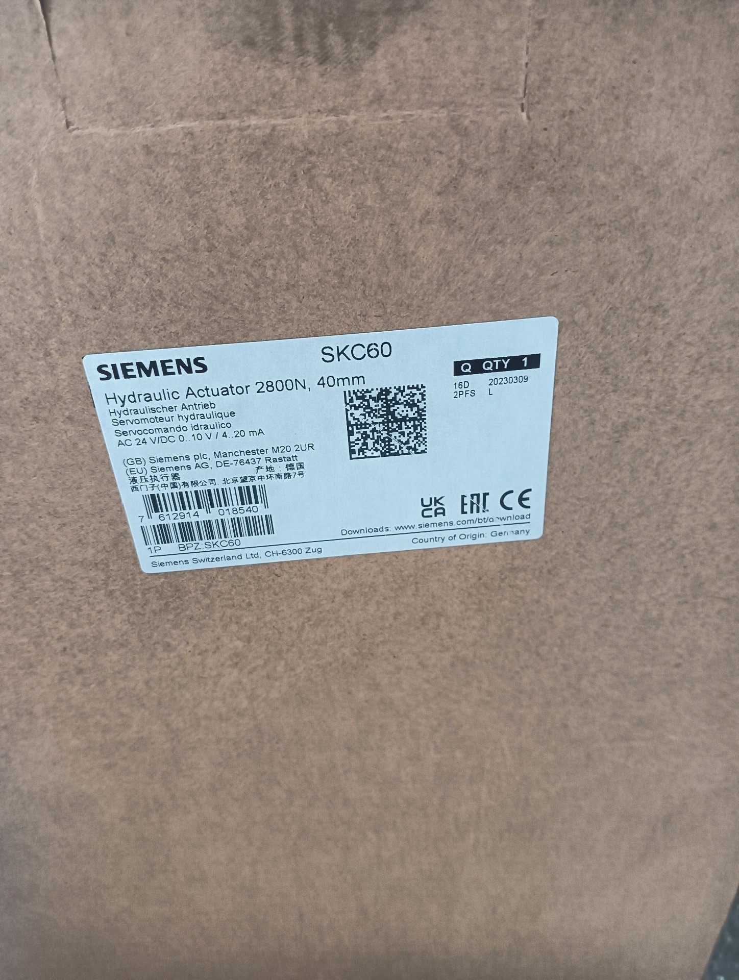 西门子液压执行器SKC60，余货4台，230309盒码一致一