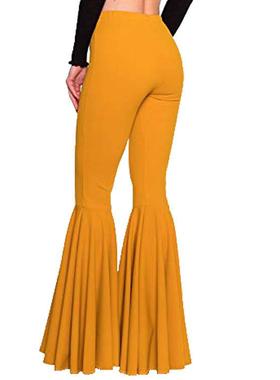 Wide-leg pants with large hems high waist and elasticity
