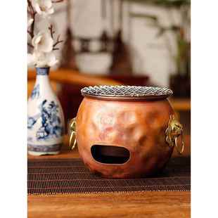 裕隆全纯手工烧色铜炭炉纯铜碳火烧水围炉煮茶炉户外烧烤野营茶具